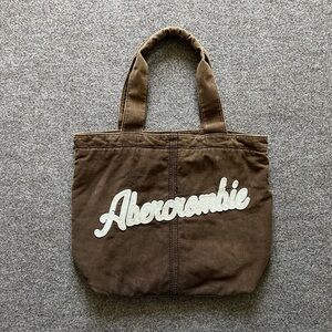 Y2K Abercrombie & Fitch Brown Corduroy Tote Shoulder School Bag Embroidered Logo